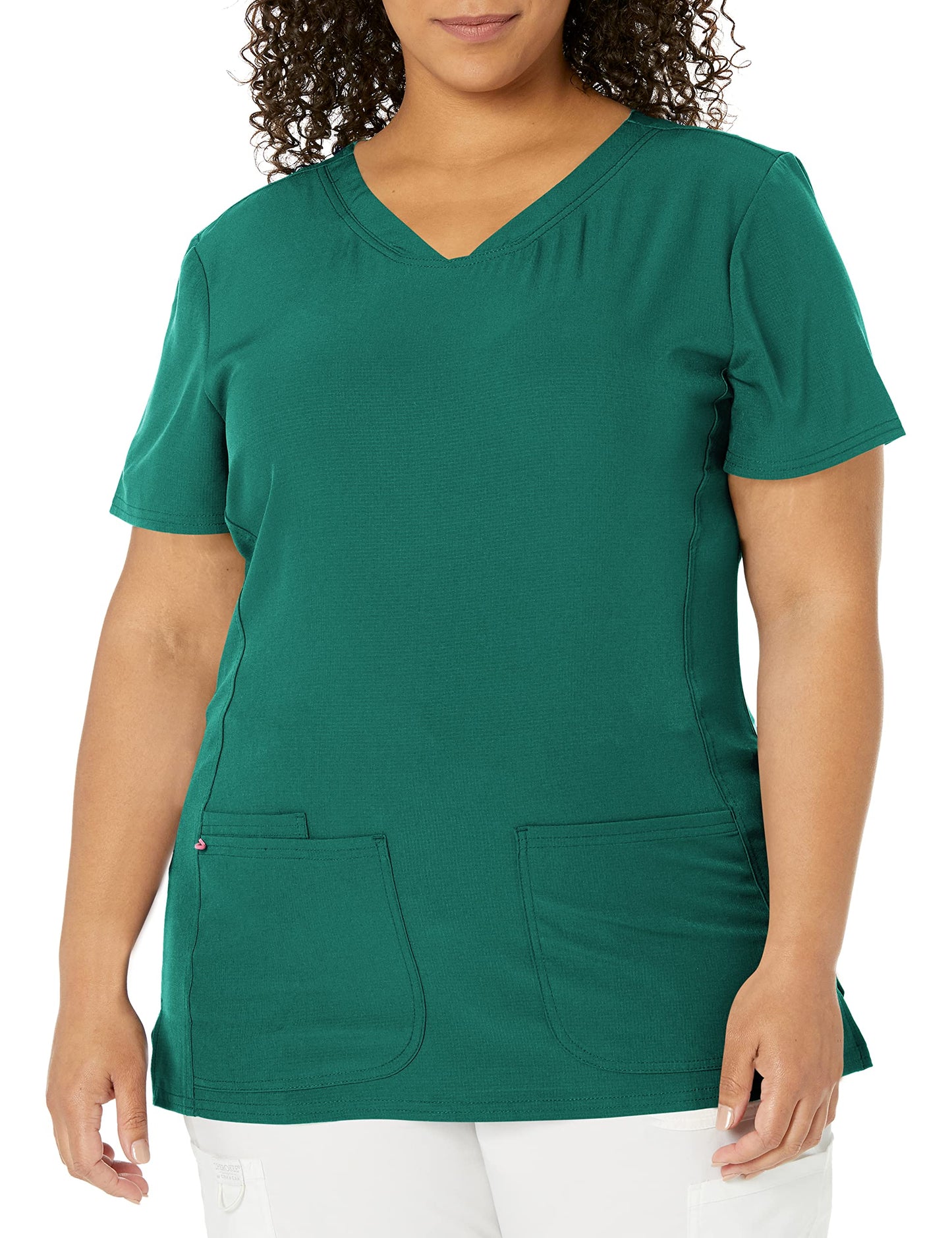 HeartSoul Women's Pitter-Pat V-Neck Scrubs Shirt, Khaki, XX-Small