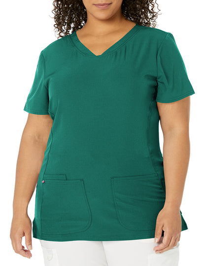 HeartSoul Women's Pitter-Pat V-Neck Scrubs Shirt, Khaki, XX-Small