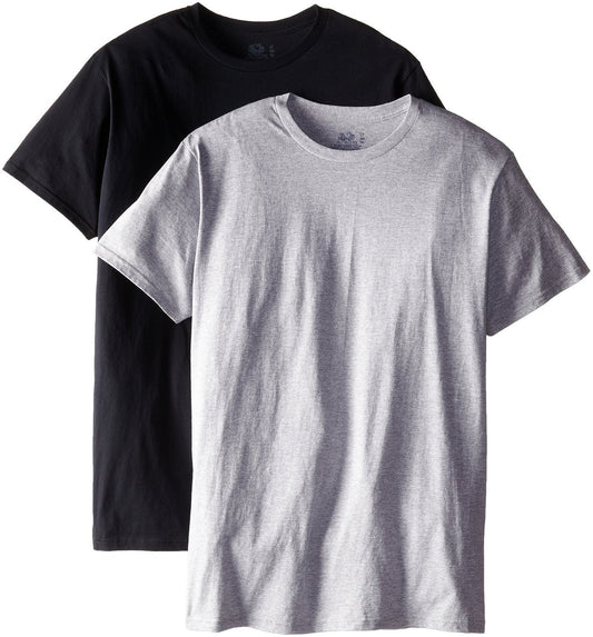 Fruit of the Loom Men's 2-Pack Tall Size Crew T-Shirt, Black/Gray, XLT