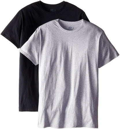 Fruit of the Loom Men's 2-Pack Tall Size Crew T-Shirt, Black/Gray, XLT