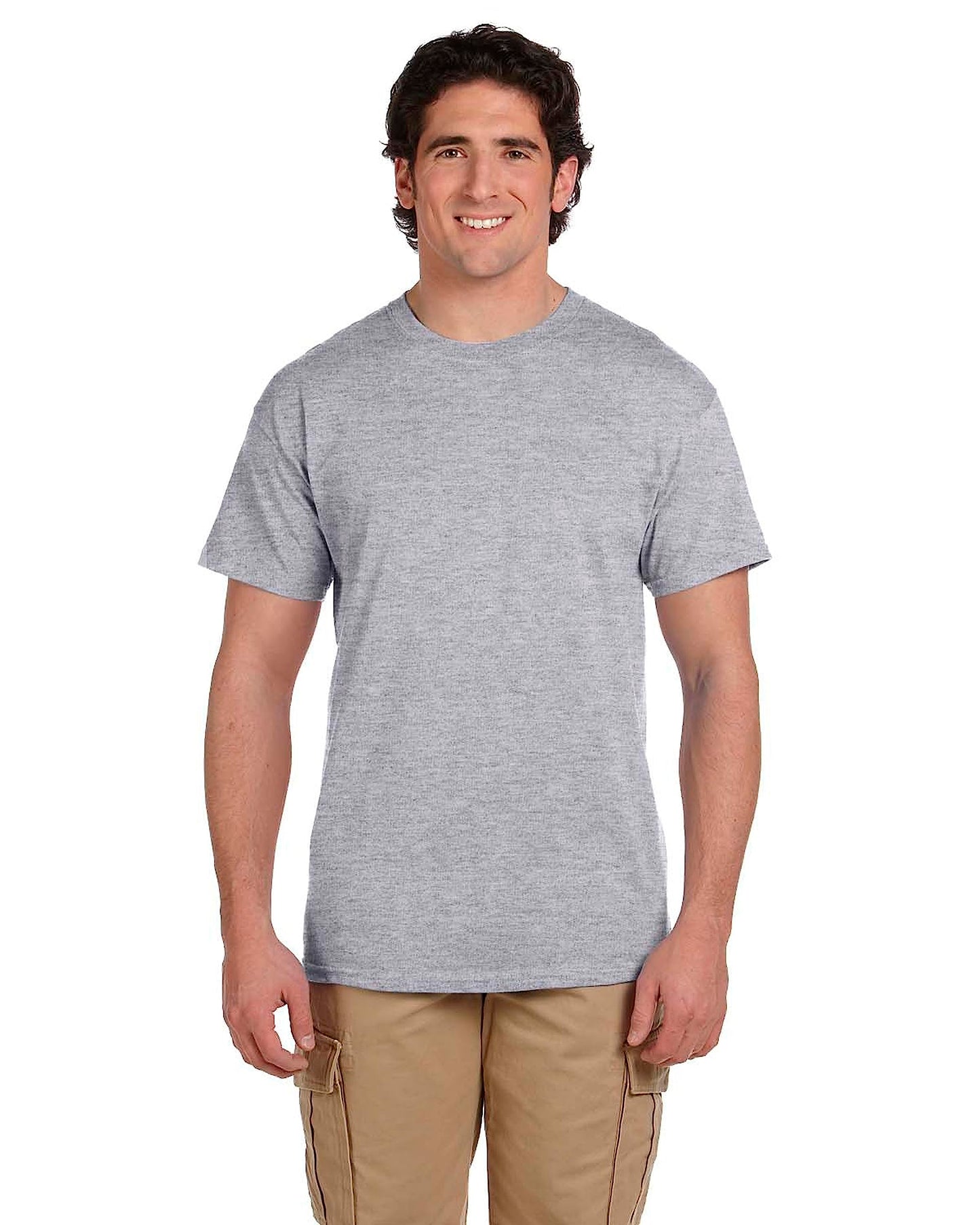 FOL Men's 5 oz. HD Cotton T-Shirt-ATHLETIC HEATHER/CHARCOAL GREY-M-4 Pack