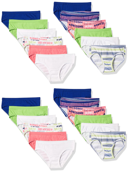Fruit of the Loom girls Cotton Underwear, Assorted Multipacks (Packs 22 & 24) Underwear, 24 Pack - Hipster Fashion Assorted, 8 US