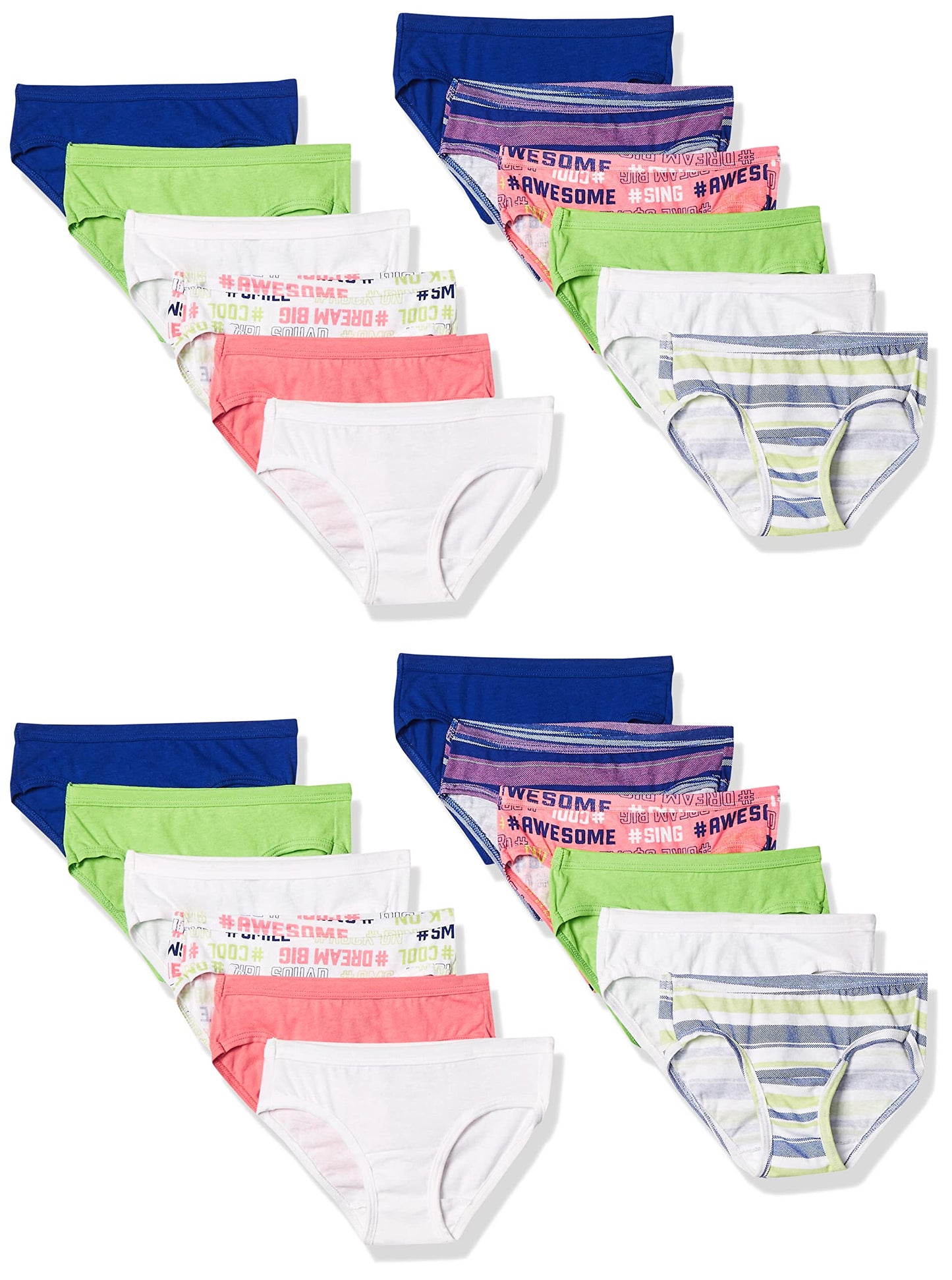 Fruit of the Loom girls Cotton Underwear, Assorted Multipacks (Packs 22 & 24) Underwear, 24 Pack - Hipster Fashion Assorted, 8 US