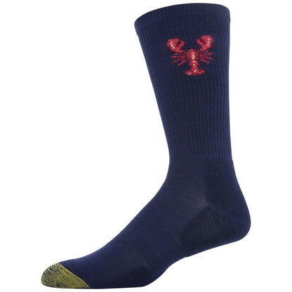 GOLDTOE Men's Casual Crew Socks Recycled, Multipairs, Peacoat Lobster/Mazarine Blue (2-Pairs), Large
