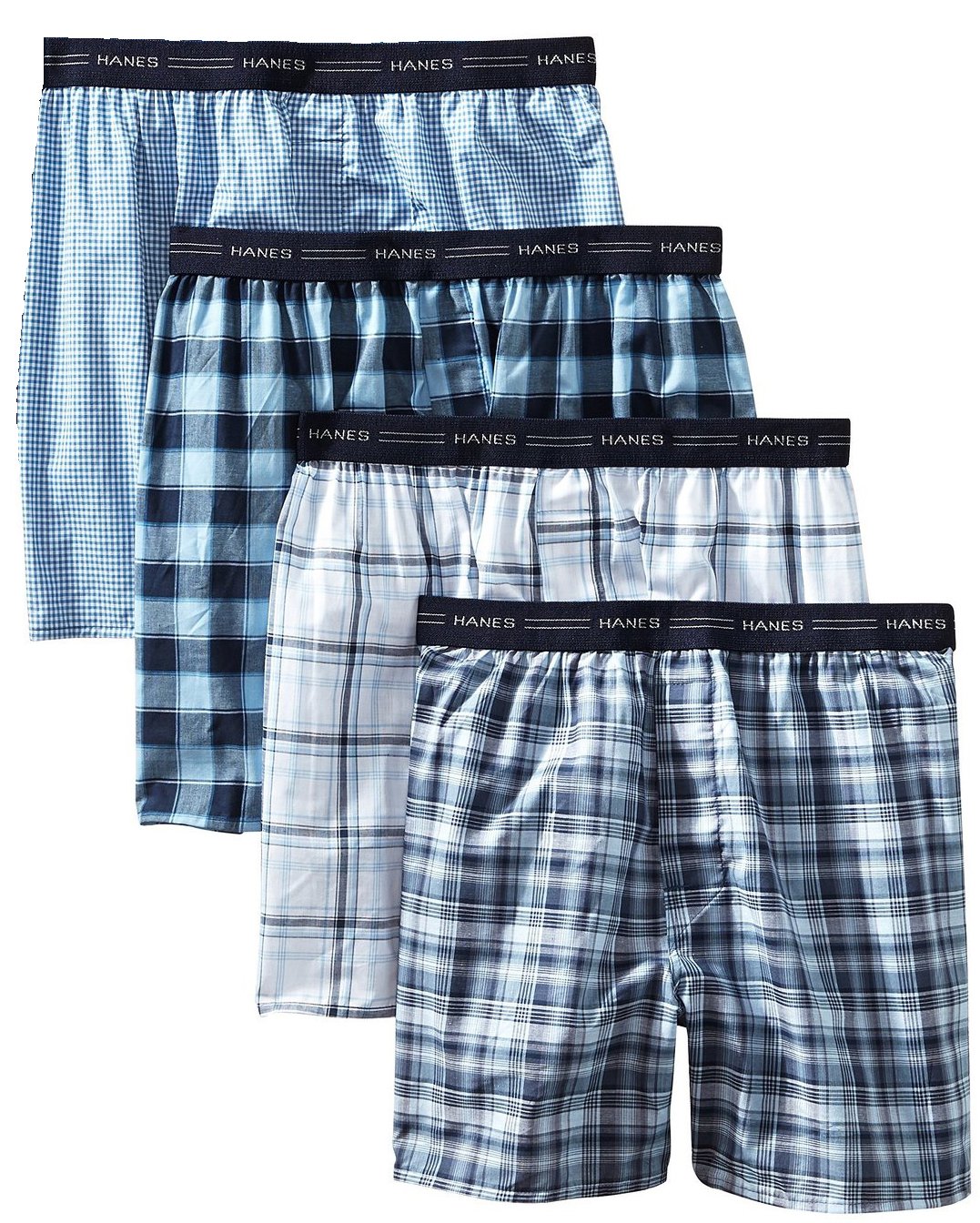 Hanes Red Label Men's 4-Pack Woven Exposed Waistband Boxers