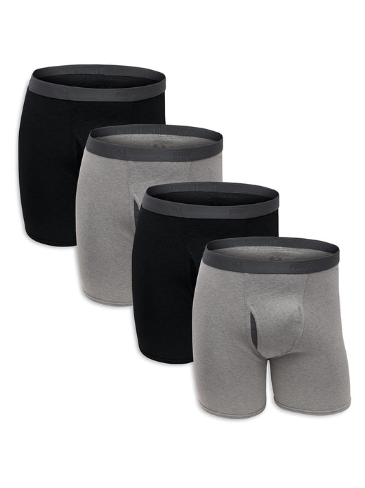 Fruit of the Loom Men's Premium COOLZONE Boxer Briefs, black/Gray (4 Pack), Small
