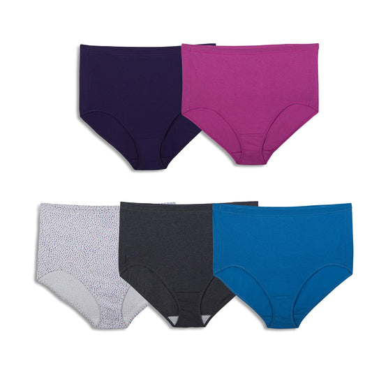 Fruit of the Loom Women's Plus Size FIT for ME Comfort Covered Brief, Assorted, 13