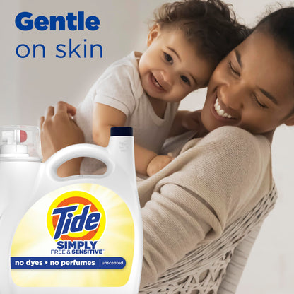 Simply Liquid Laundry Detergent, Free & Sensitive, 128 Oz, 89 Loads