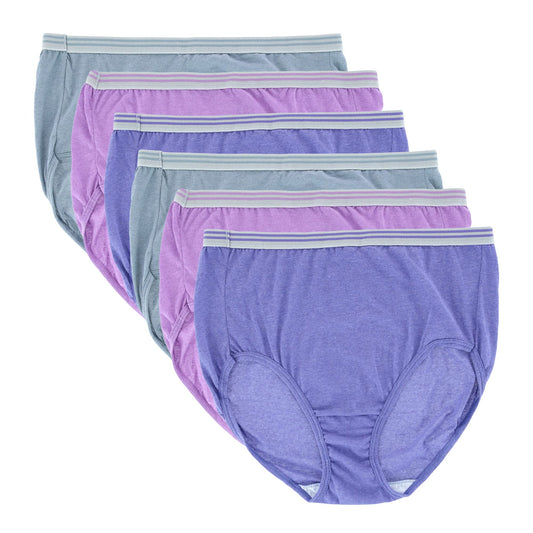 Fruit of the Loom Fit for Me Womens Plus Heather Assorted Brief Underwear, 6 Pack, 11, ASSORTED