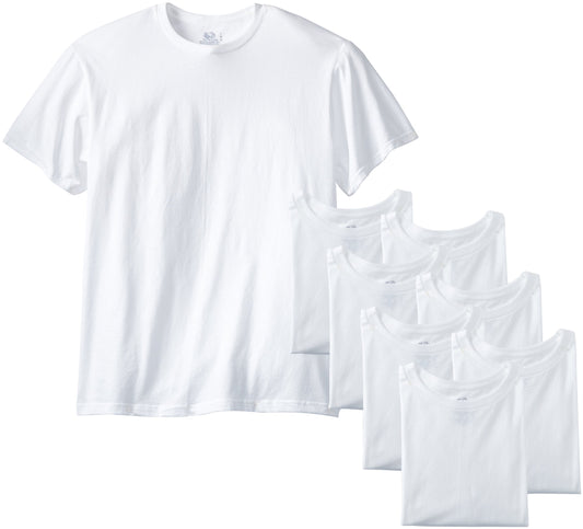 Fruit of the Loom Men's Softer Crew T-shirt, White, Small(Pack of 8)
