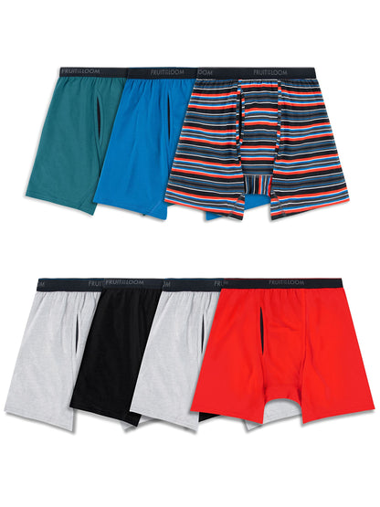 Fruit of the Loom Men's 360 Stretch Boxer Briefs (Quick Dry & Moisture Wicking), 7 Pack-Black, 3X-Large