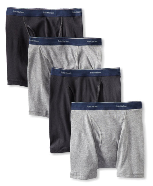 Fruit of the Loom Men's Low Rise Boxer Brief, Tonal Grey, X-Large(Pack of 4)