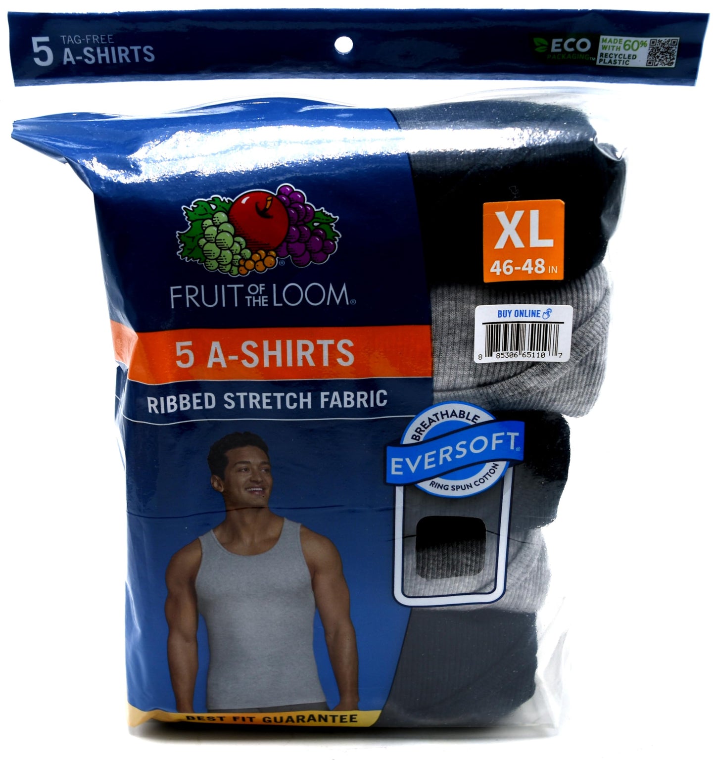 Fruit of the Loom 5-Pack Black/Grey A-Shirt 5P260TG