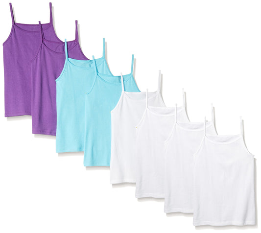 Fruit of the Loom Girls' Little Cotton, 10 Pack-Cami-Assorted Colors, X-Large