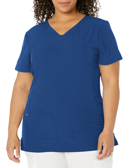 HeartSoul Women's Pitter-Pat V-Neck Scrubs Shirt, Khaki, XX-Small