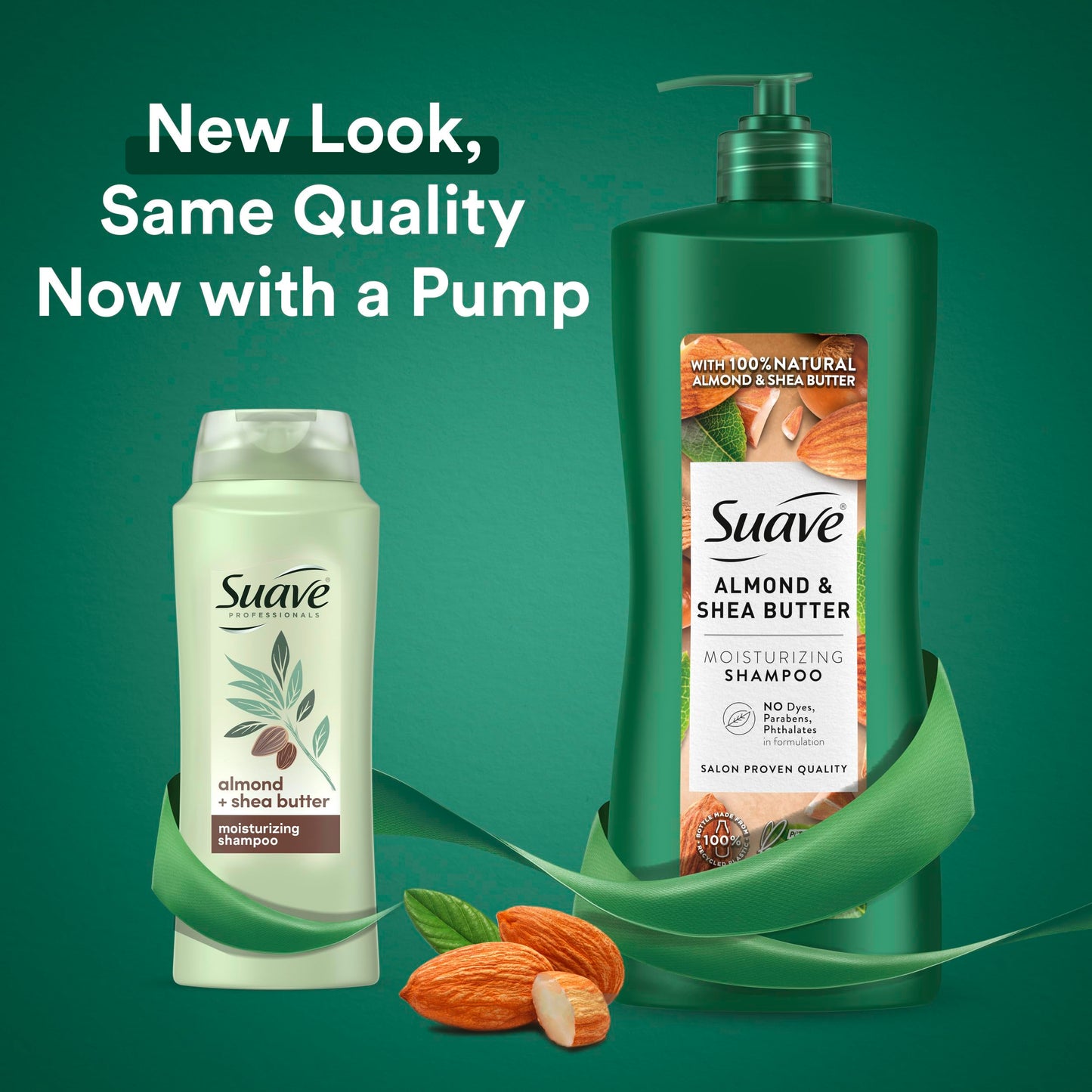 Suave Professionals Moisturizing Shampoo for Dry Hair Almond and Shea Butter Paraben-free and Dye-free 28 oz, Pack of 4