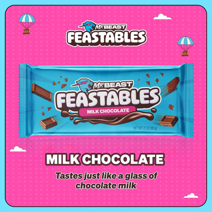 Feastables by MrBeast Milk Chocolate KING Size Chocolate Bar, 2.1oz (60g), 10 count