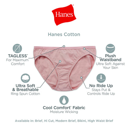 Hanes Women's Plus Cotton Brief 5-Pack 11 Assorted