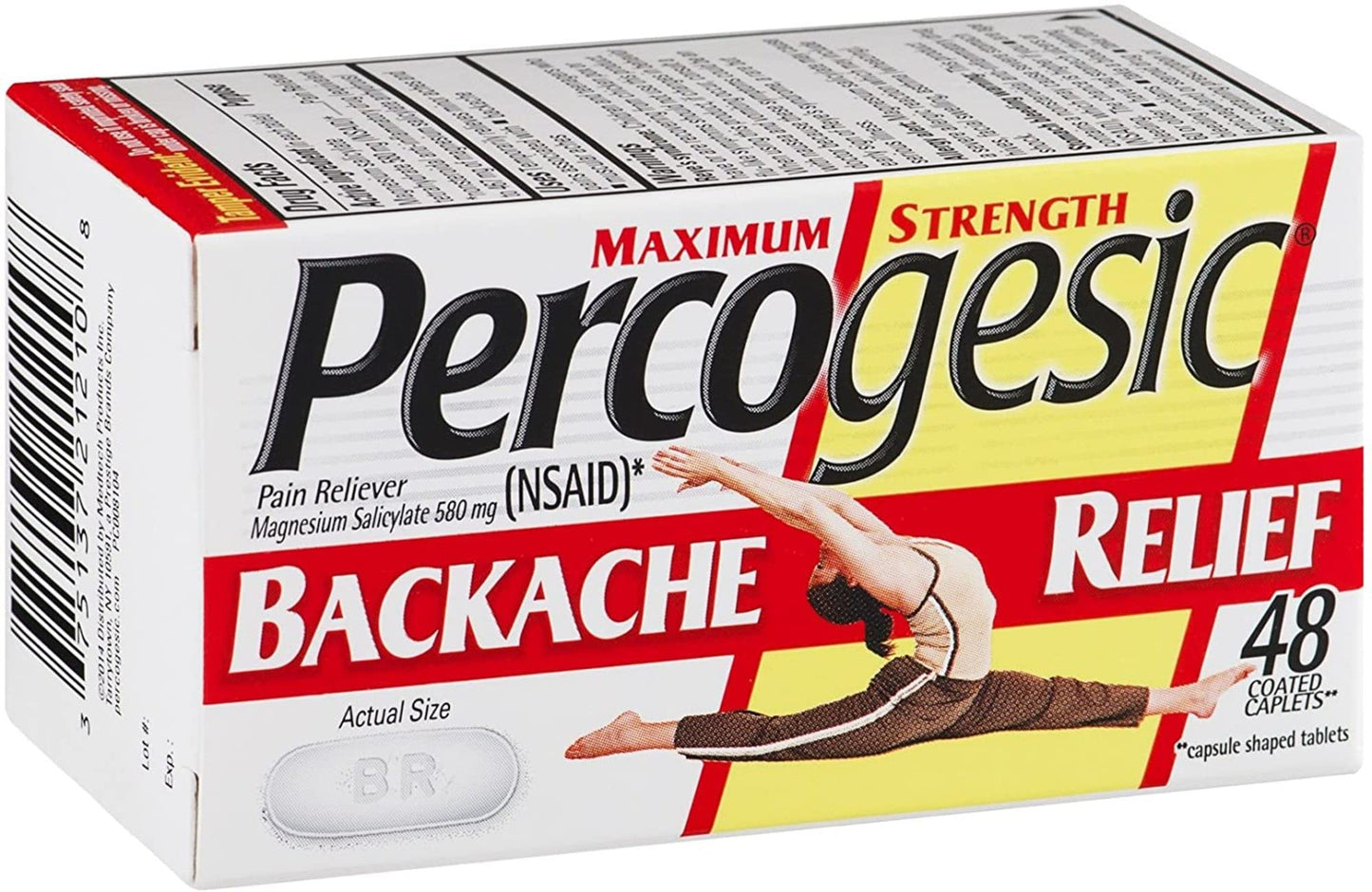 Percogesic Backache Pain Relief, Maximum Strength, 48 ct (Pack of 5)