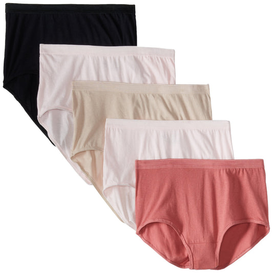 Fruit of the Loom Women's Plus Size Fit for Me 5 Pack Assorted Cotton Brief Panties (Wardrobe, 6)
