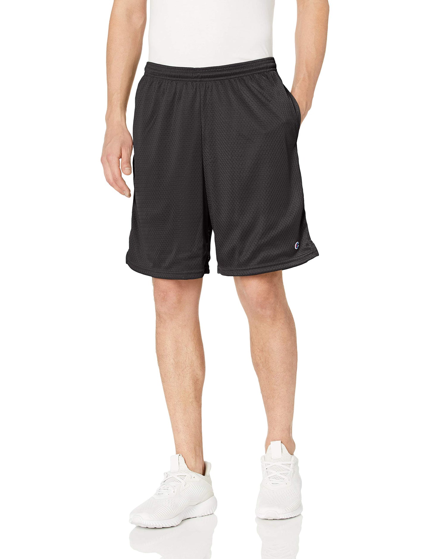 Champion Men's Long Mesh Short with Pockets,Light blue,Small