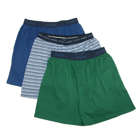Hanes Boys' 3 Pack Ultimate Comfort Flex Solid Knit Boxer, Assorted, Medium