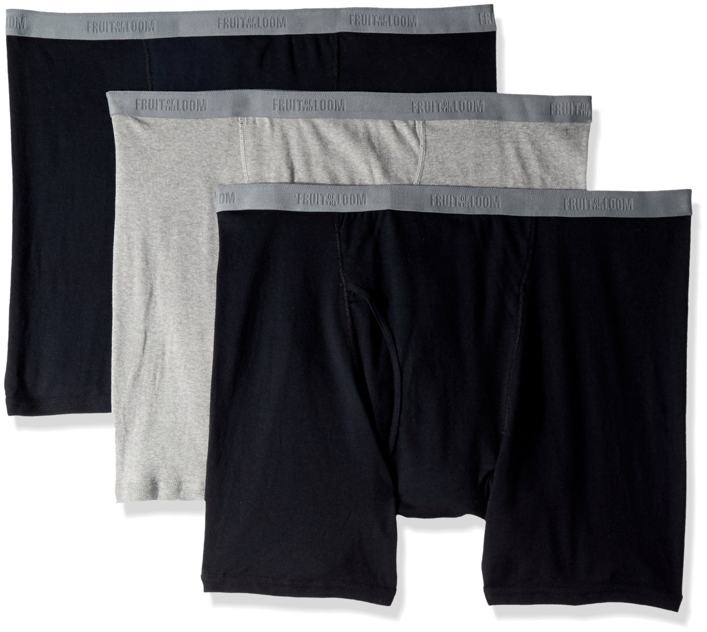 Fruit of the Loom Men's Boxer Briefs, Assorted Prints/Solids, Large (Pack of 3)