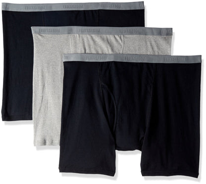Fruit of the Loom Men's Black and Gray Short Leg Boxer Brief, Assorted, X-Large(Pack of 5)