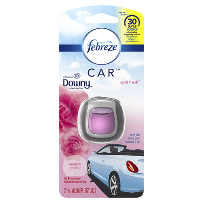 Febreze Car Odor-Eliminating Air Freshener, Downy April Fresh scent, 2 count (Pack of 4)
