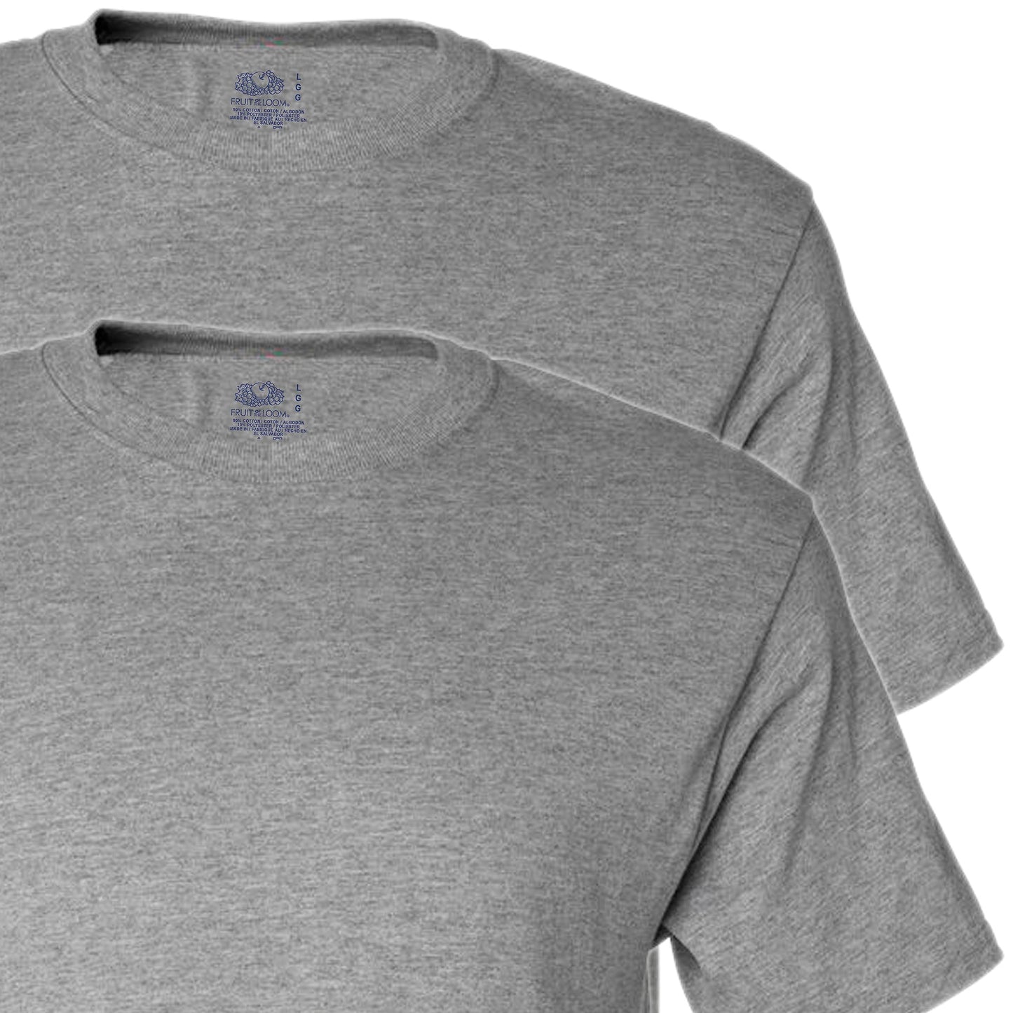 Fruit of the Loom Men's Lightweight Cotton Tees (Short & Long Sleeve), Crew-2 Pack-Heather Grey, XX-Large