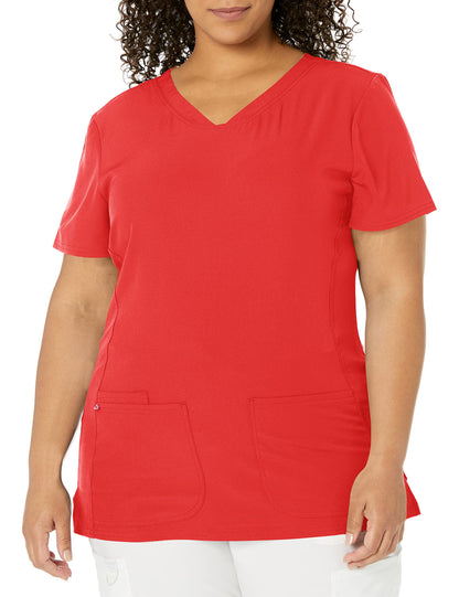 HeartSoul Women's Pitter-Pat V-Neck Scrubs Shirt, Khaki, XX-Small
