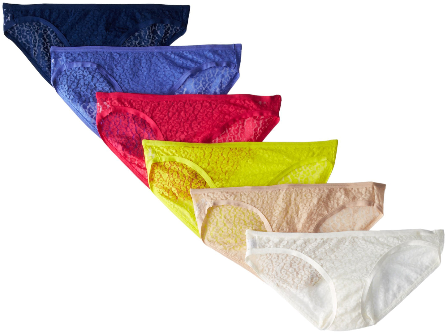 Fruit of the Loom Women's 6 Pack All Over Lace Bikini Panties, Assorted, X-Large (8)