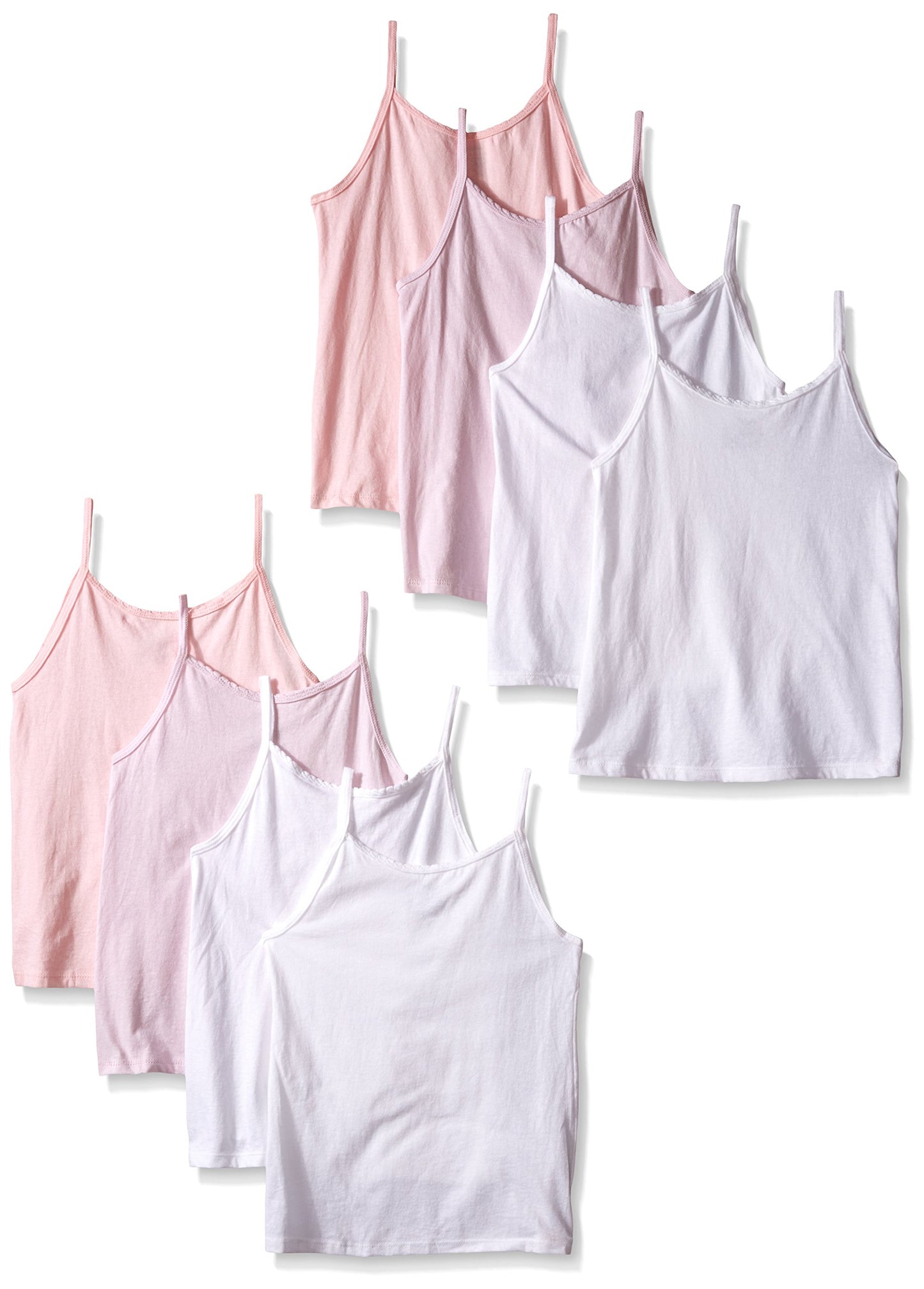 Hanes Girls' Big 8-Pack Cami, Assorted, White, X-Large