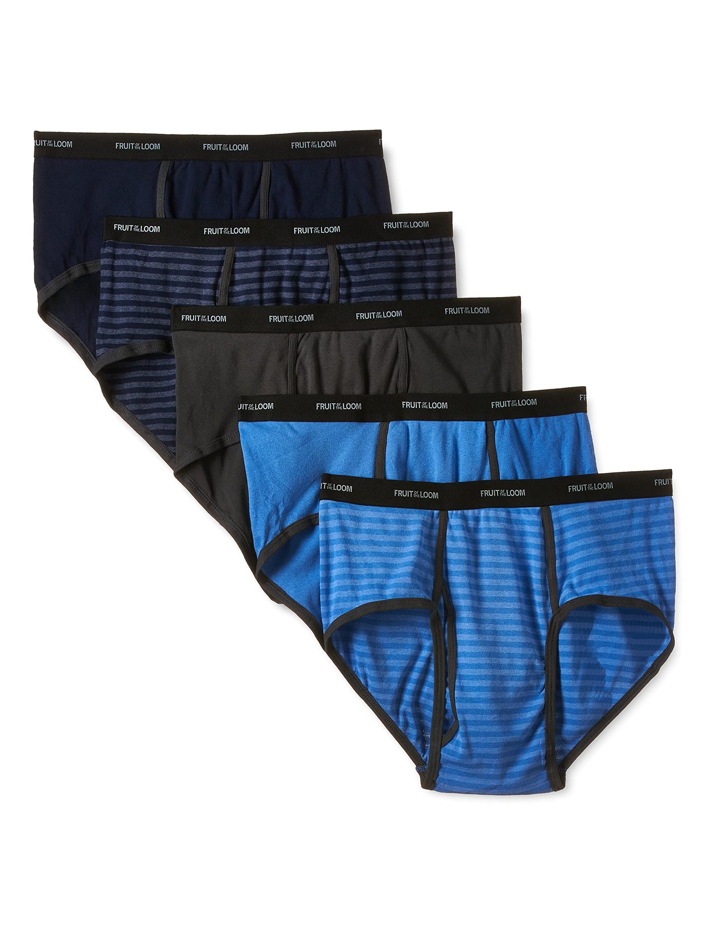 Fruit of the Loom Men's Big Stripe Solid Brief - Colors May Vary, Assorted, XX-Large(Pack of 5)