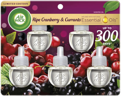 Air Wick Plug in Scented Oil Refill, 5 ct, Fresh Pine and Juniper, Air Freshener, Essential Oils, Fall Scent, Fall decor