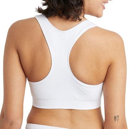 Champion, Infinity Racerback, Moderate Support, Seamless Sports Bra for Women, White, X-Small