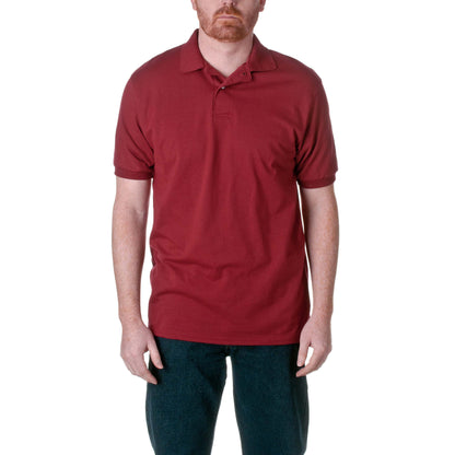 Hanes Men Cotton-Blend EcoSmart Jersey Polo,Cardinal,Large