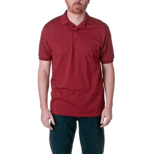 Hanes Men Cotton-Blend EcoSmart Jersey Polo,Cardinal,Large