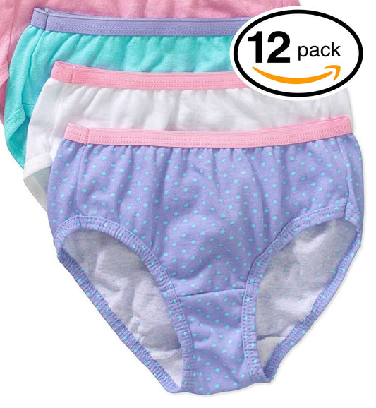 Hanes Girls 12-Pack Tagless Assorted Prints & Solids Briefs (12)