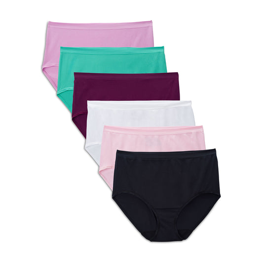 Fruit of the Loom Women's 6 Pack Seamless Brief, Assorted, Large (7)