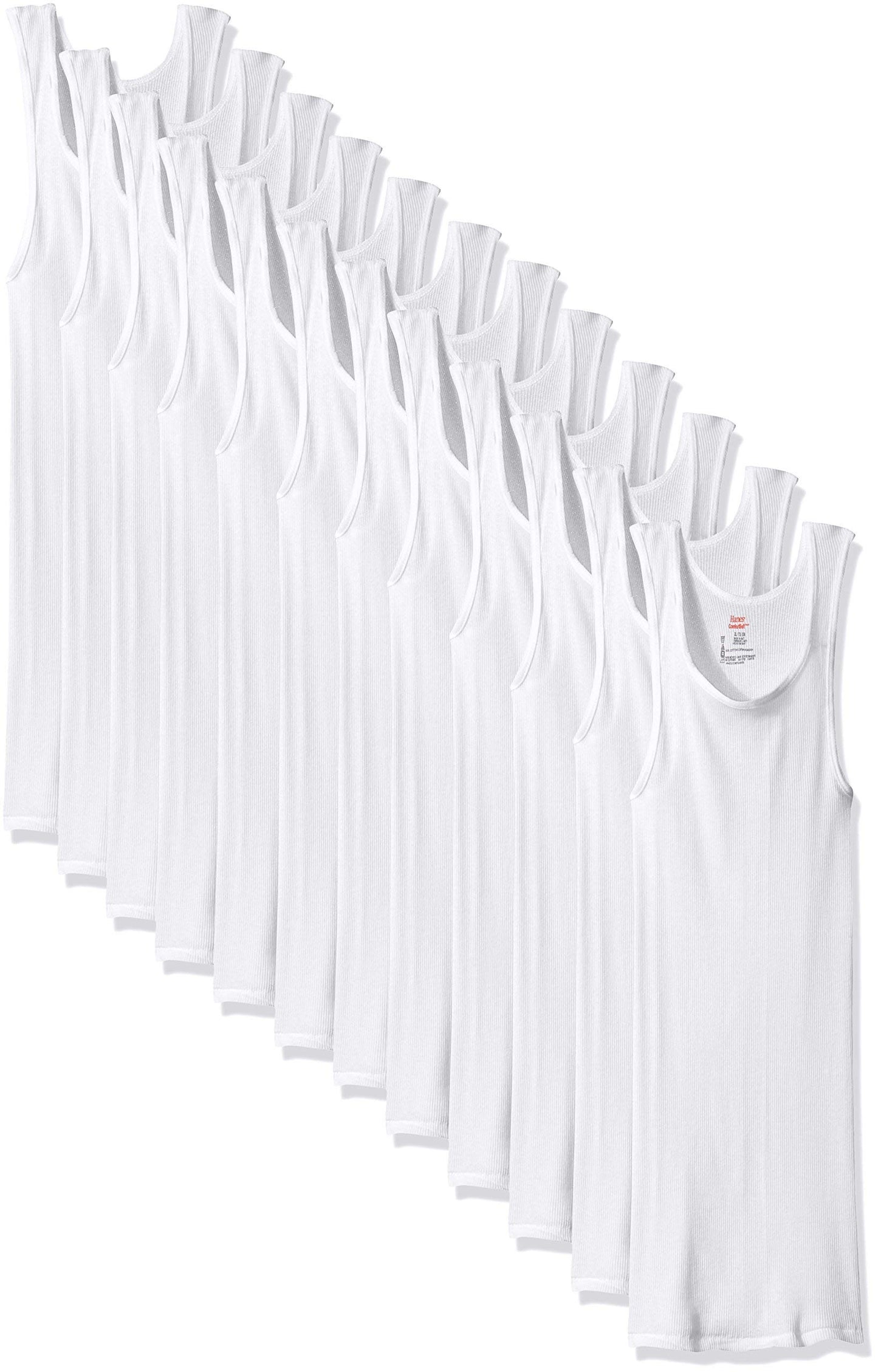 Hanes Men's Cotton Tank Undershirts Pack, Moisture-Wicking Ribbed Tanks, Lightweight Cotton Tank Undershirts, White 12-Pack, 3X-Large