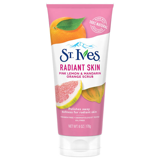 St. Ives Radiant Skin Face Scrub, Pink Lemon and Mandarin Orange, 6 oz