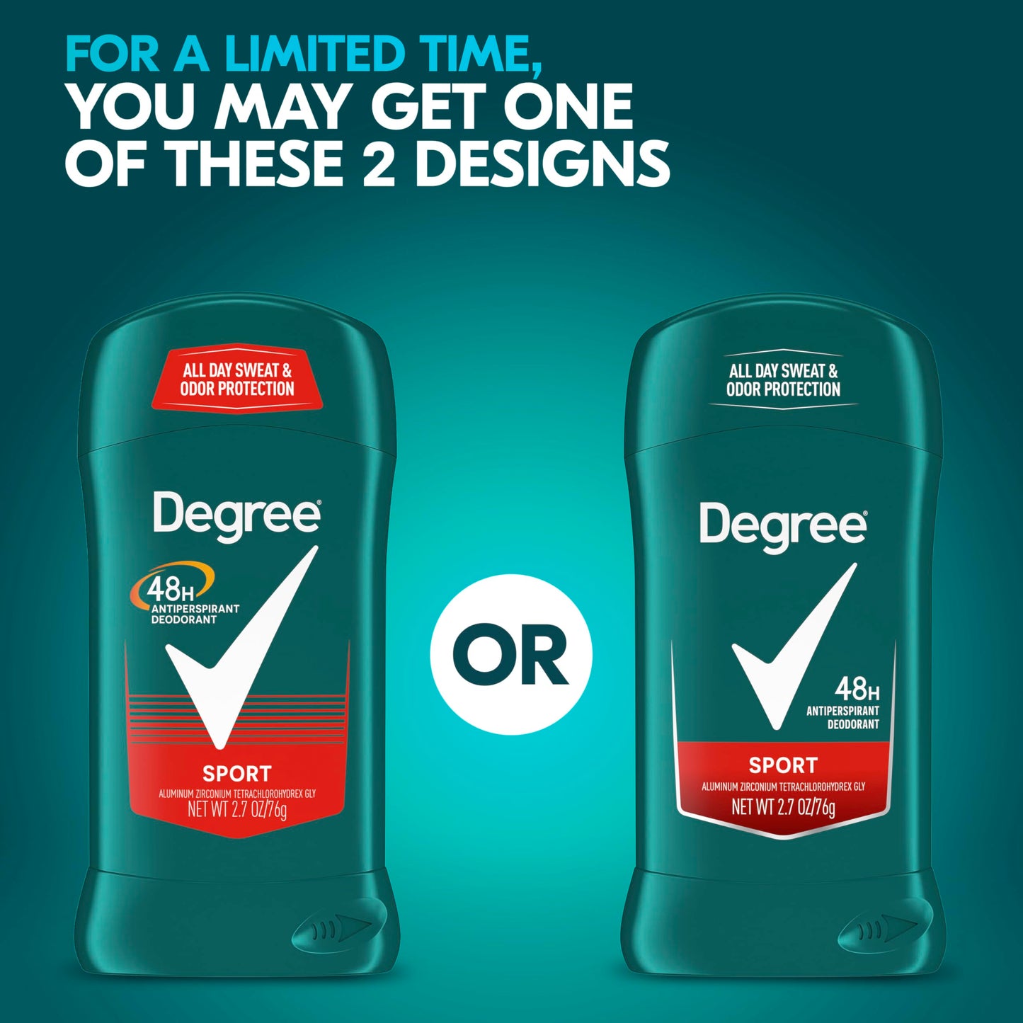 Degree Men Original Protection Antiperspirant Deodorant, Sport, 2.7 oz pack of 6