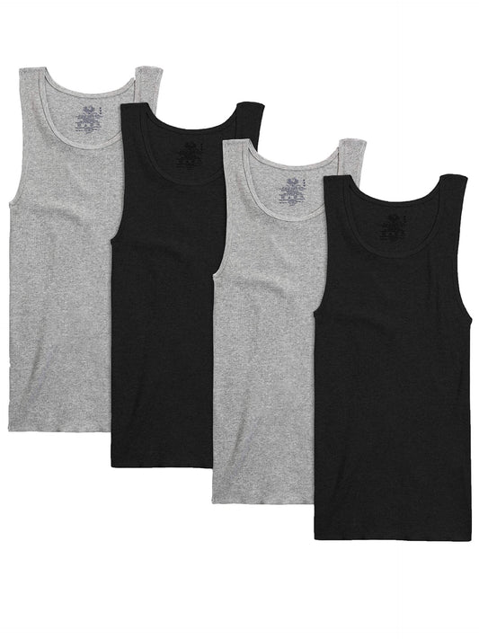 Fruit of The Loom Men's 4pk A-Shirts (XX-Large, Black & Grey)