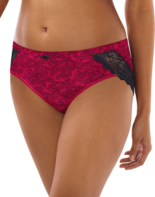 Bali Women's Cotton Desire W/ Lace Hipster, Black, 9