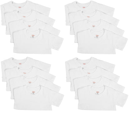 Hanes 8-Pack Boys White Crewneck, 100% Cotton Tagless Undershirts T-Shirts - XL