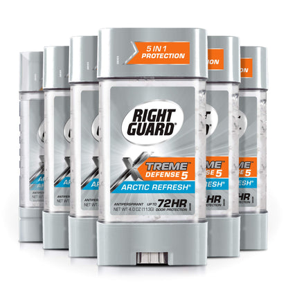 Right Guard Xtreme Defense Antiperspirant Deodorant Gel, Arctic Refresh, 4 Ounce (6 pack)