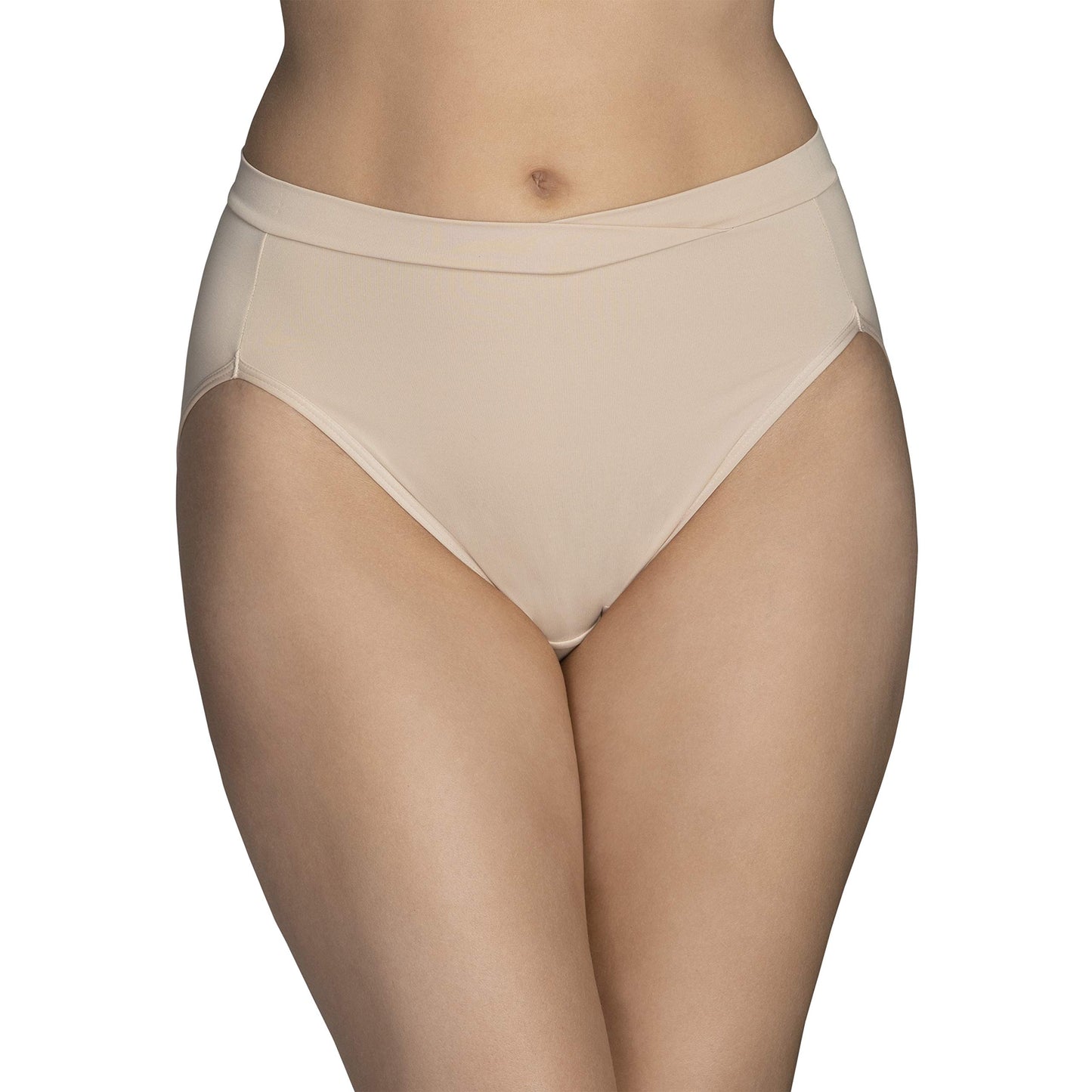Vanity Fair Women's Beyond Comfort Hi Cut Panties, Seamless Waist-Black, 9