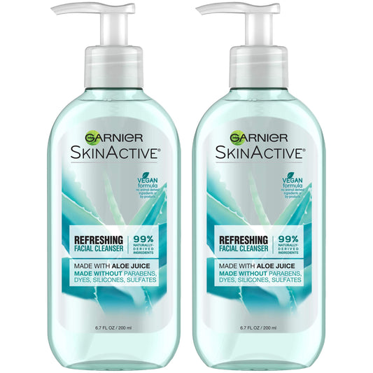 Garnier SkinActive Face Wash with Aloe Juice, For Dry Skin, 6.7 fl. oz (Packaging May Vary), 2 Count
