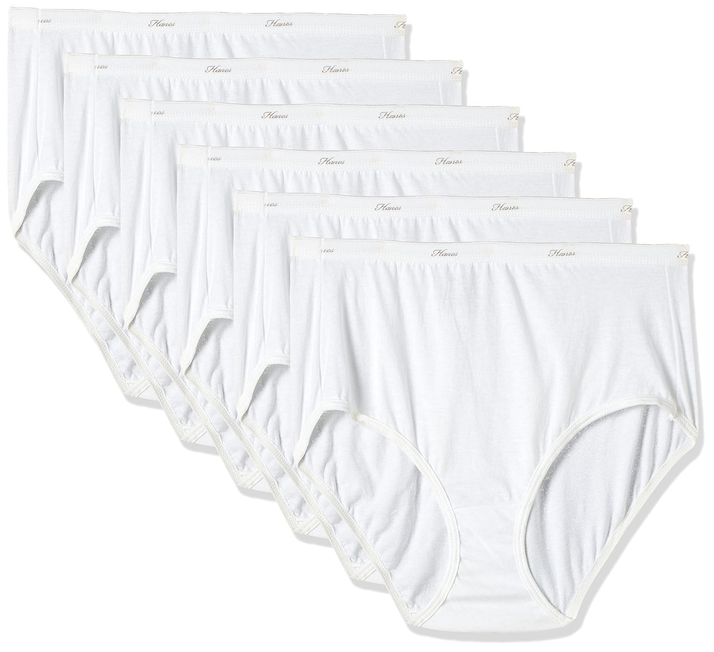 Hanes Women's Cotton Briefs 6 Pack (11, White)